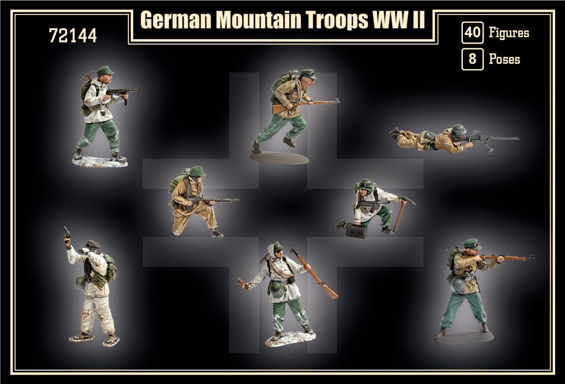 MARS 72144 WORLD WAR II GERMAN MOUNTAIN TROOPS (GRAY) 40 FIGURES 1:72