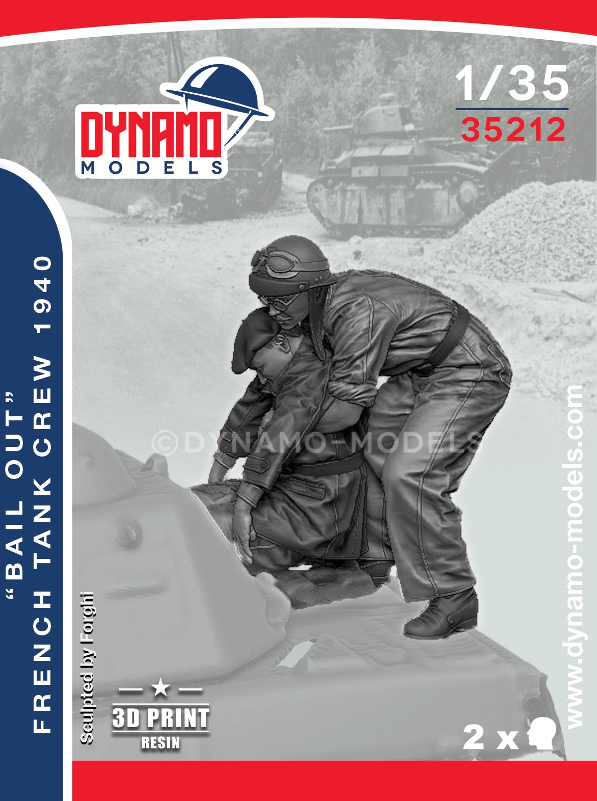DYNAMO MODEL 1:35 SET 35212 WWII "BAIL OUT" FRENCH TANK CREW 1940 -2 FIGURES