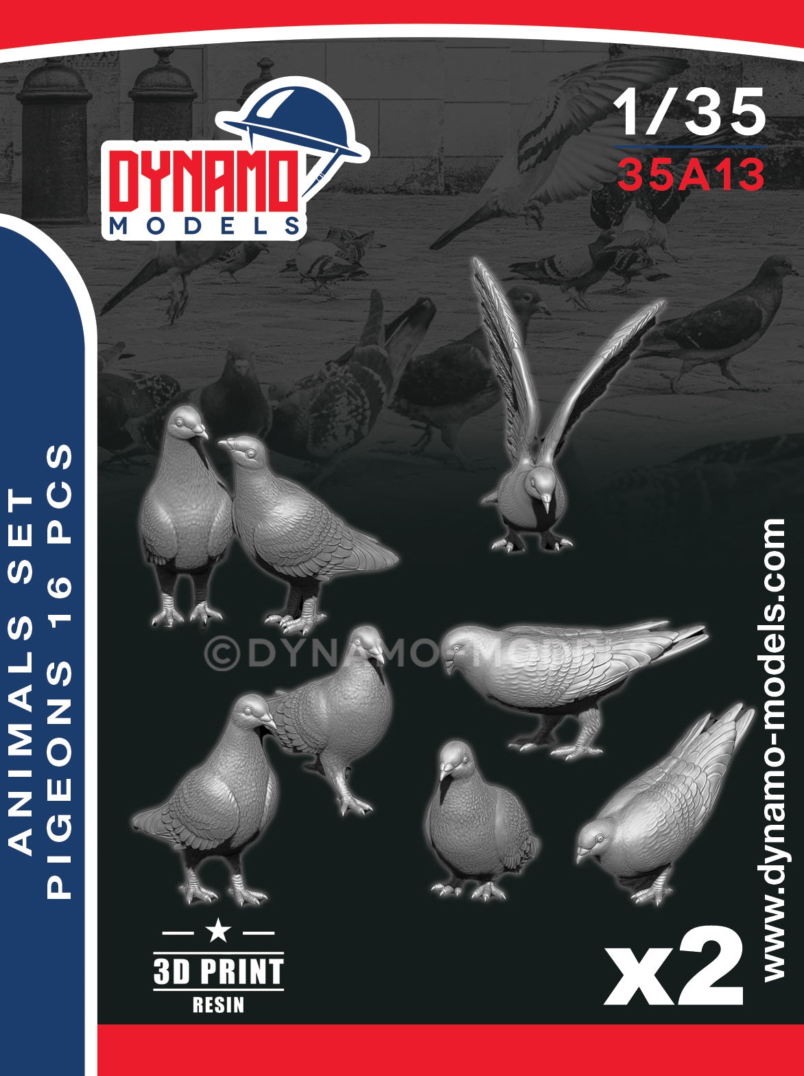 DYNAMO MODELS 1:35 SET 35A13 ACCESSORIES ANIMAL SERIES "PIGEONS"- 16 PIECES