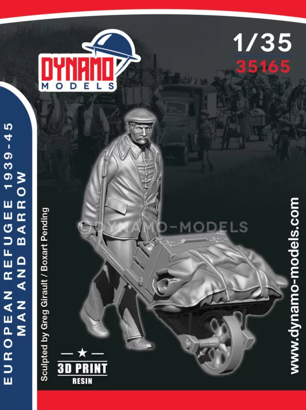 DYNAMO MODEL 1:35 SET 35165 WORLD WAR II EUROPEAN REFUGEE MAN & BARROW 1939-45