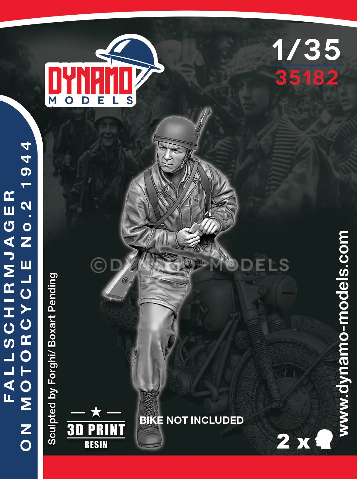 DYNAMO MODEL 1:35 SET 35182 WWII GERMAN FALLSCHIRMJAGER (for motorcycle) N0. 2