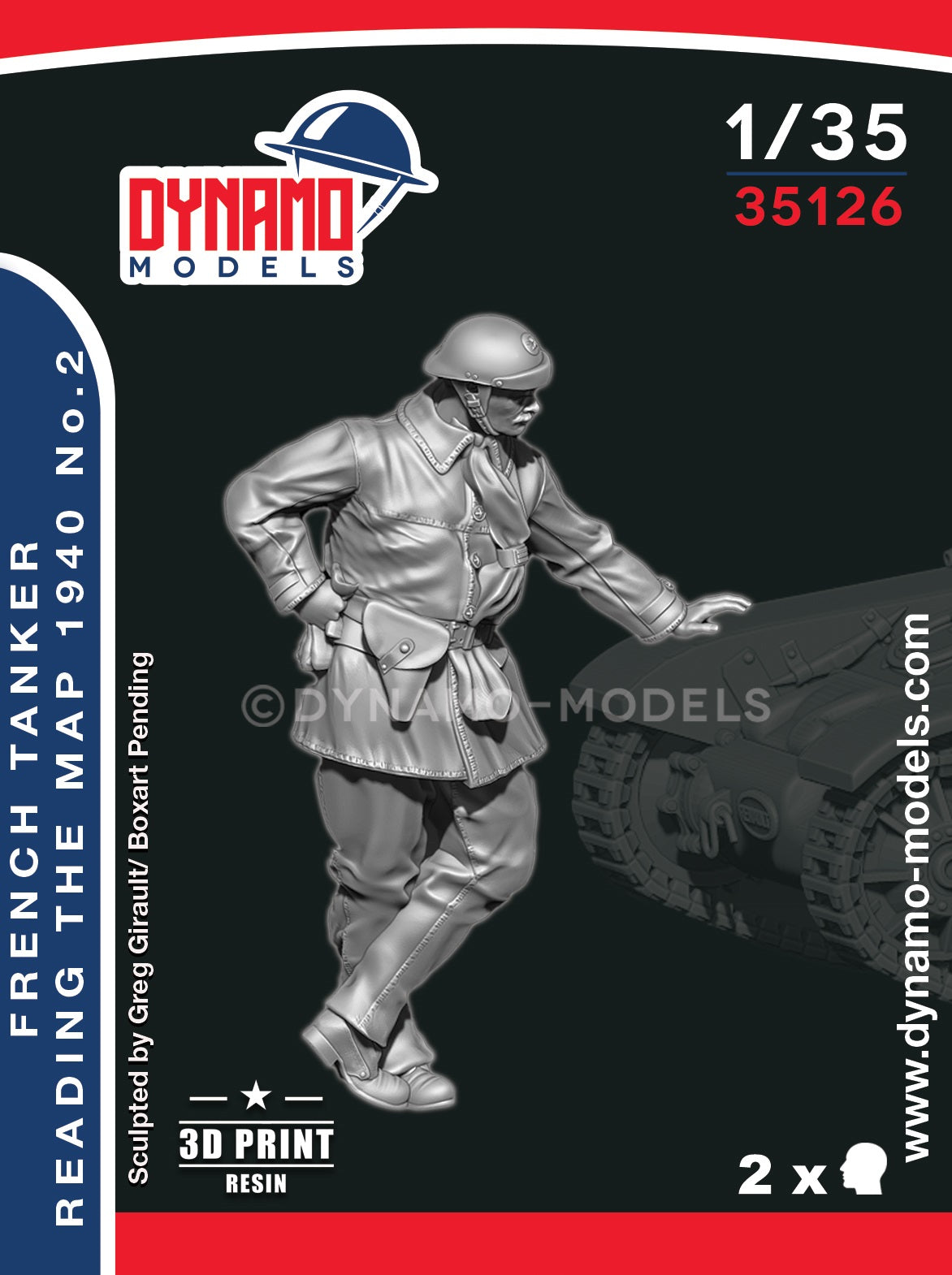 DYNAMO MODEL 35126 WWII FRENCH TANKER READING THE MAP 1940 NO. 2 (1 FIGURE)