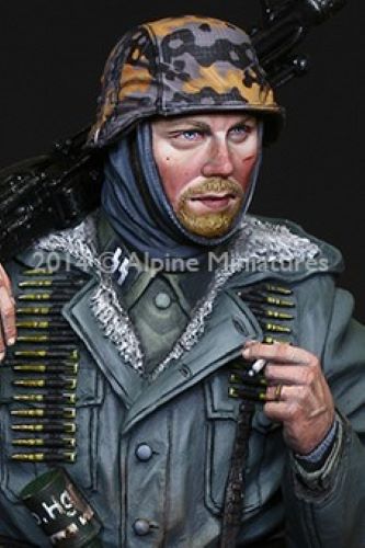 ALPINE MINIATURES 1:16 SET 16023 WWII GERMAN MG42 GUNNER (1 FIGURE/2 HEADS)