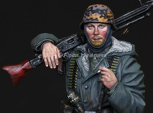 ALPINE MINIATURES 1:16 SET 16023 WWII GERMAN MG42 GUNNER (1 FIGURE/2 HEADS)