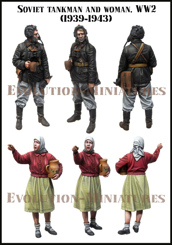 EVOLUTION MINIATURES 1:35 SET EM-35185 WW2 SOVIET TANKMAN & WOMAN (2 FIGURES)