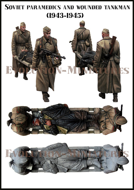 EVOLUTION MINIATURES 1:35 SET EM-35247 WW2 SOVIET PARAMEDICS & WOUNDED TANKMAN