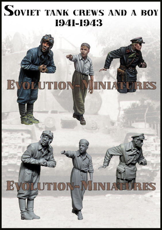EVOLUTION MINIATURES 1:35 SET EM-35255 WW2 SOVIET TANK CREWS & A BOY 1941-43