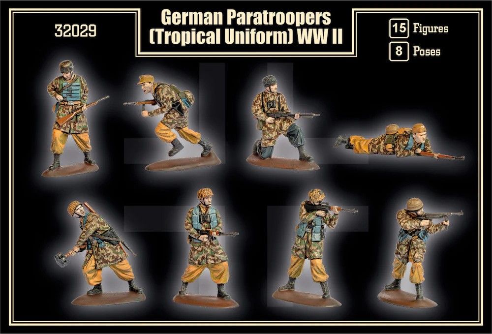 MARS 1:32 32029 WORLD WAR II GERMAN PARATROOPERS IN TROPICAL UNIFORM -15 FIGURES