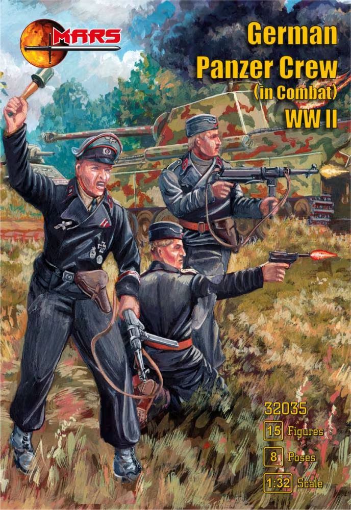 MARS 32035 WORLD WAR II GERMAN PANZER CREW IN COMBAT 15 FIGURES, 8 POSES
