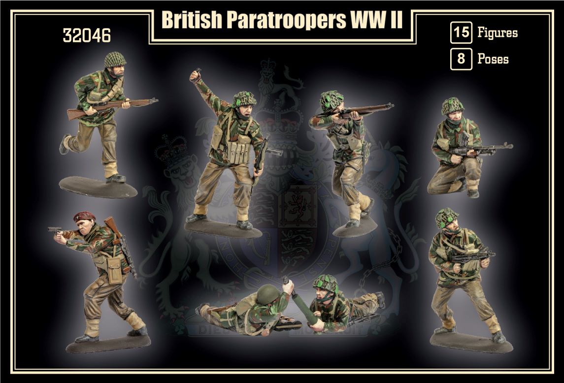 MARS 32046 WORLD WAR II BRITISH PARATROOPERS (15 FIGURES/ 8 POSES)-KHAKI