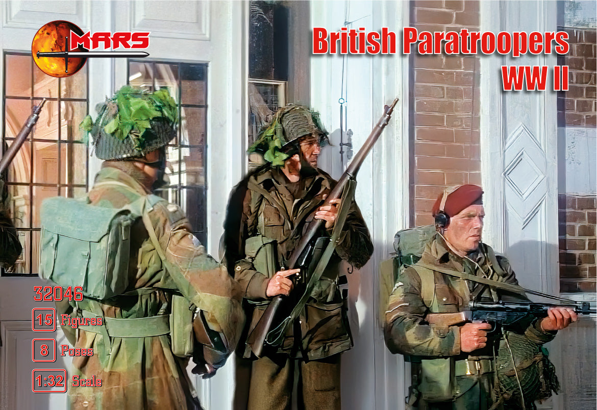 MARS 32046 WORLD WAR II BRITISH PARATROOPERS (15 FIGURES/ 8 POSES)-KHAKI