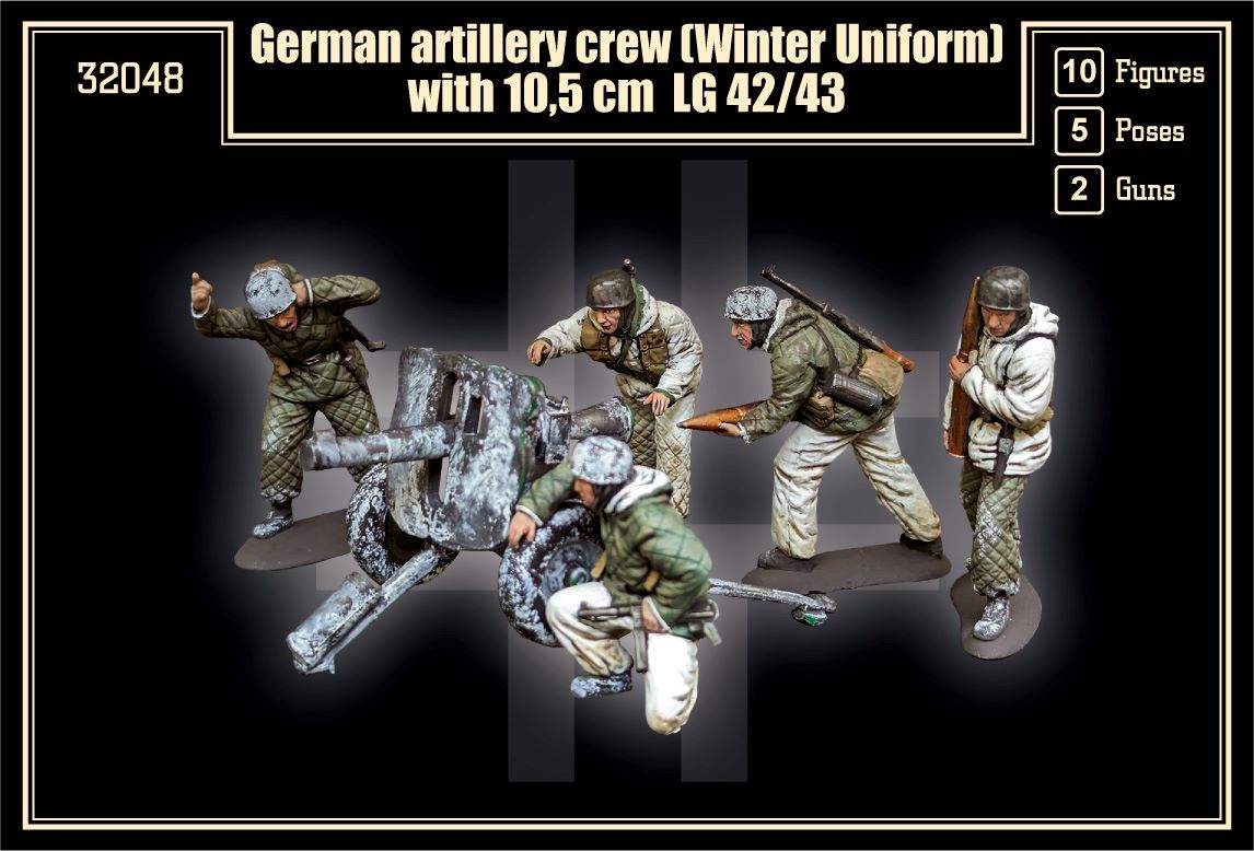 MARS 32048 WORLD WAR II GERMAN ARTILLERY CREW (WINTER UNIFORM) W/ 10.5 CM LG
