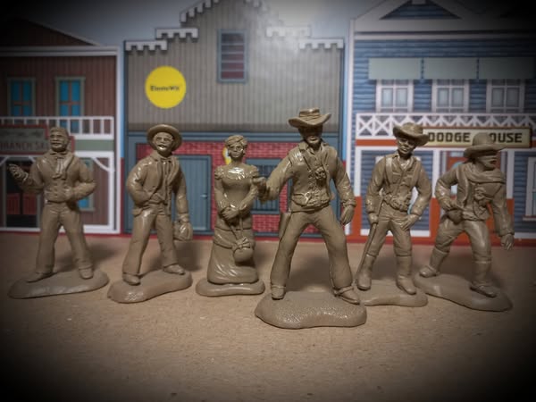 ELASTOWIT NEW ERA RUBBER WILD WEST 54 MM GUNSMOKE PLAY SET (6 FIGURES)