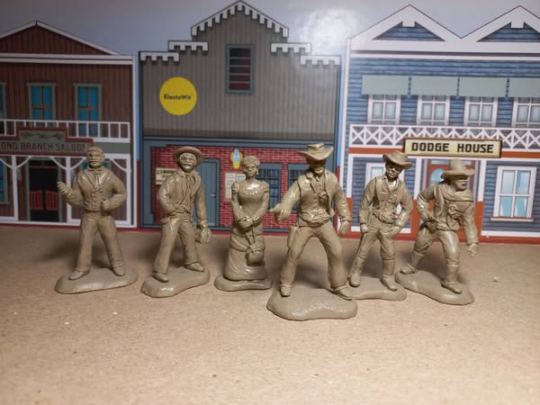 ELASTOWIT NEW ERA RUBBER WILD WEST 54 MM GUNSMOKE PLAY SET (6 FIGURES)