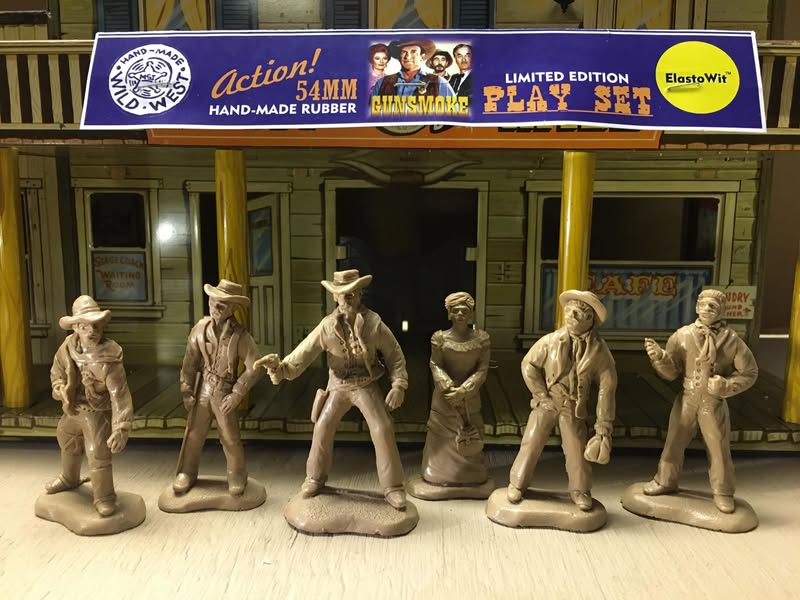 ELASTOWIT NEW ERA RUBBER WILD WEST 54 MM GUNSMOKE PLAY SET (6 FIGURES)