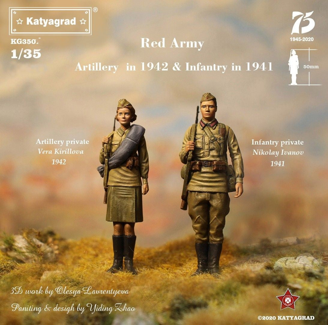 KATYAGRAD MINIATURES 1:35 KG35020 RED ARMY ARTILLERY & INFANTRY (2 FIGURES)
