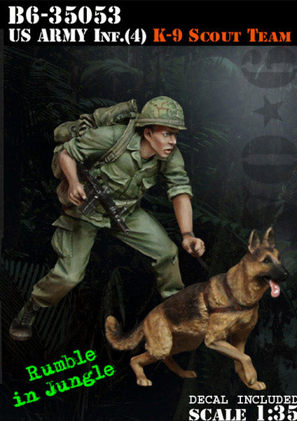 BRAVO *6 35053 VIETNAM WAR U.S. ARMY INFANTRY (4) K-9 SCOUT TEAM 1:35