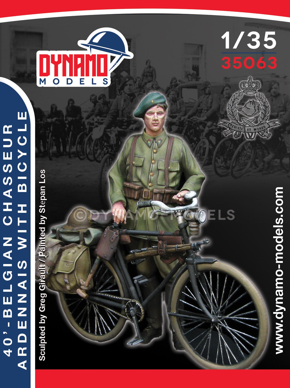 DYNAMO MODEL 35063 1:35 KIT WWII '40 BELGIAN CHASSEUR ARDENNAIS W/ BICYCLE