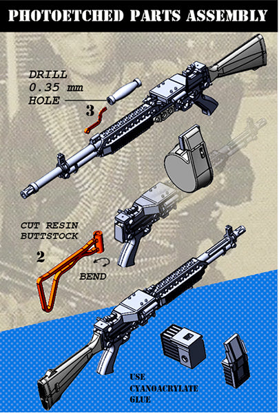 BRAVO *6 35084 VIETNAM WAR MK23 STONER 63 A PHOTOETCHED- 3 PIECES