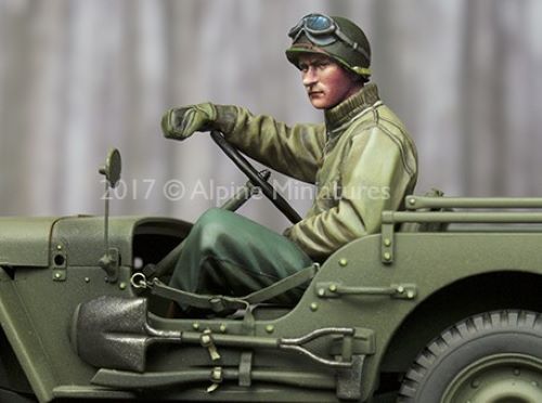 ALPINE MINIATURES 1:35 SET 35242 WWII US JEEP DRIVER (1 FIGURE-2 HEADS)