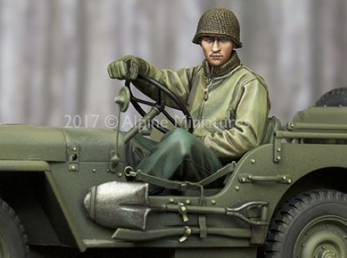ALPINE MINIATURES 1:35 SET 35242 WWII US JEEP DRIVER (1 FIGURE-2 HEADS)