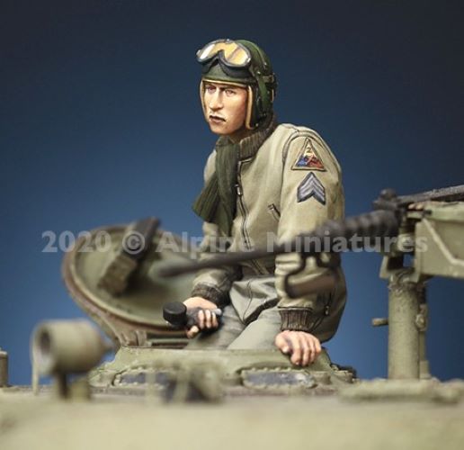 ALPINE MINIATURES 1:35 SET 35285 WWII US TANK COMMANDER #2 (1 FIGURE-2 HEADS)