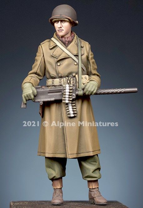 ALPINE MINIATURES 1:35 SET 35293 WWII US MG GUNNER WINTER (1 FIGURE-2 HEADS)