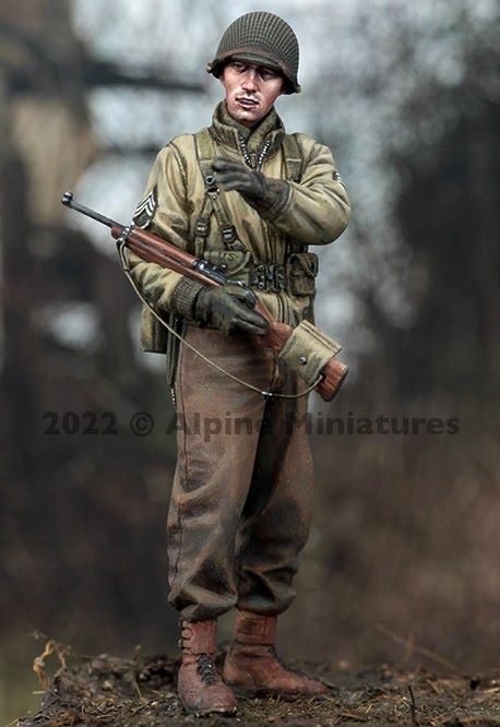 ALPINE MINIATURES 1:35 SET 35303 WWII US INFANTRY NCO (1 FIGURE-2 HEADS)