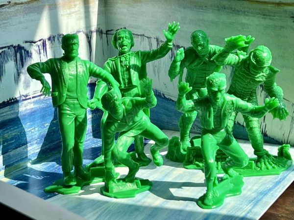 MARX TOYS RECAST 6" CLASSIC HOLLYWOOD MONSTERS- 6 FIGURE SET (GREEN)
