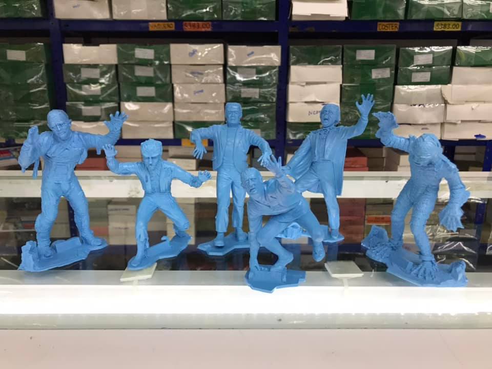 MARX TOYS RECAST 6" CLASSIC HOLLYWOOD MONSTERS- 6 FIGURE SET (BLUE)