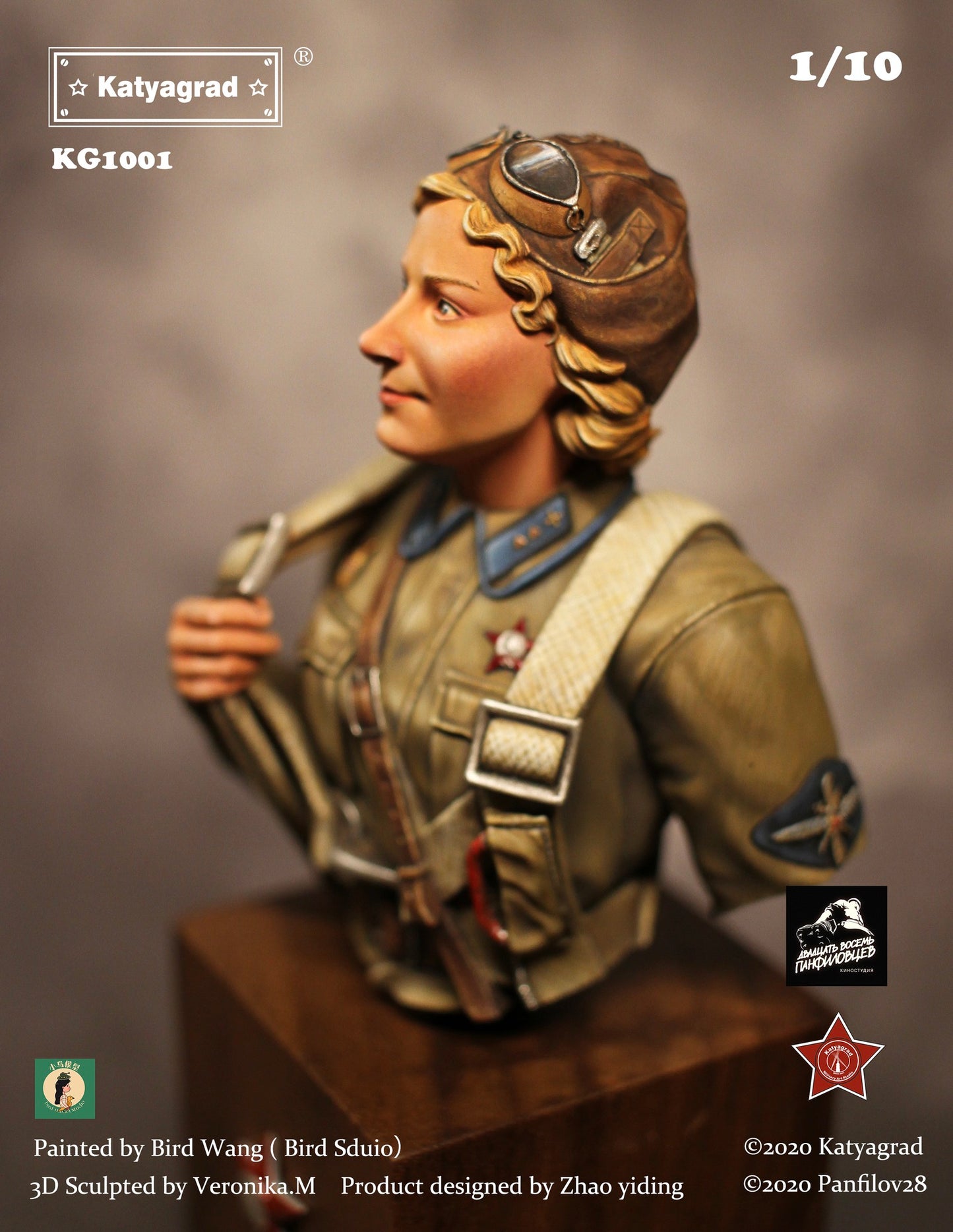 KATYAGRAD MINIATURES 1:10 BUST WWII SOVIET HERO PILOT LIDIYA LITVYAK 1942