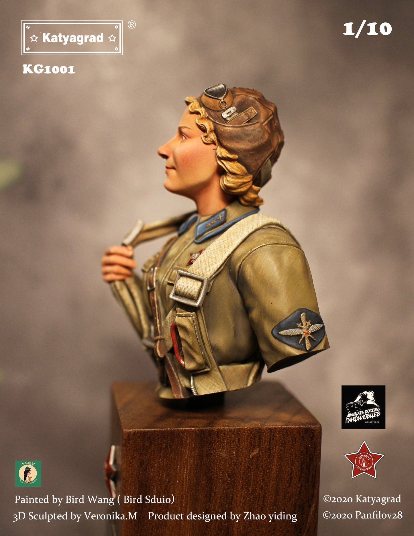 KATYAGRAD MINIATURES 1:10 BUST WWII SOVIET HERO PILOT LIDIYA LITVYAK 1942