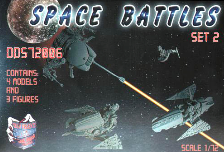 DARK DREAM STUDIO 1:72 DDS 72006 SPACE BATTLES SET 2 (4 MODELS/3 FIGURES) GREEN & BLUE