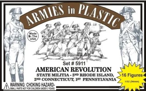 ARMIES IN PLASTIC 5911 AMERICAN REVOLUTION CONTINENTAL STATE MILITIA- BROWN