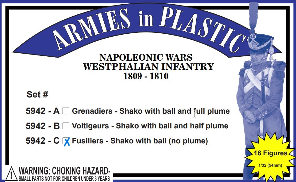 ARMIES IN PLASTIC 5942-C NAPOLEONIC WARS WESTPHALIAN INFANTRY FUSILIERS