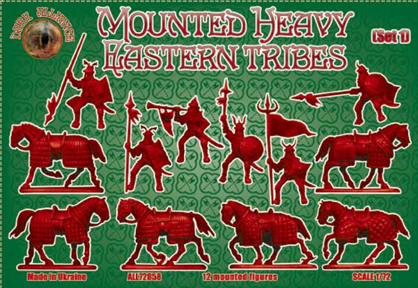 DARK ALLIANCE 1:72 FANTASY SET ALL72058 MOUNTED HEAVY EASTERN TRIBES (GREEN)