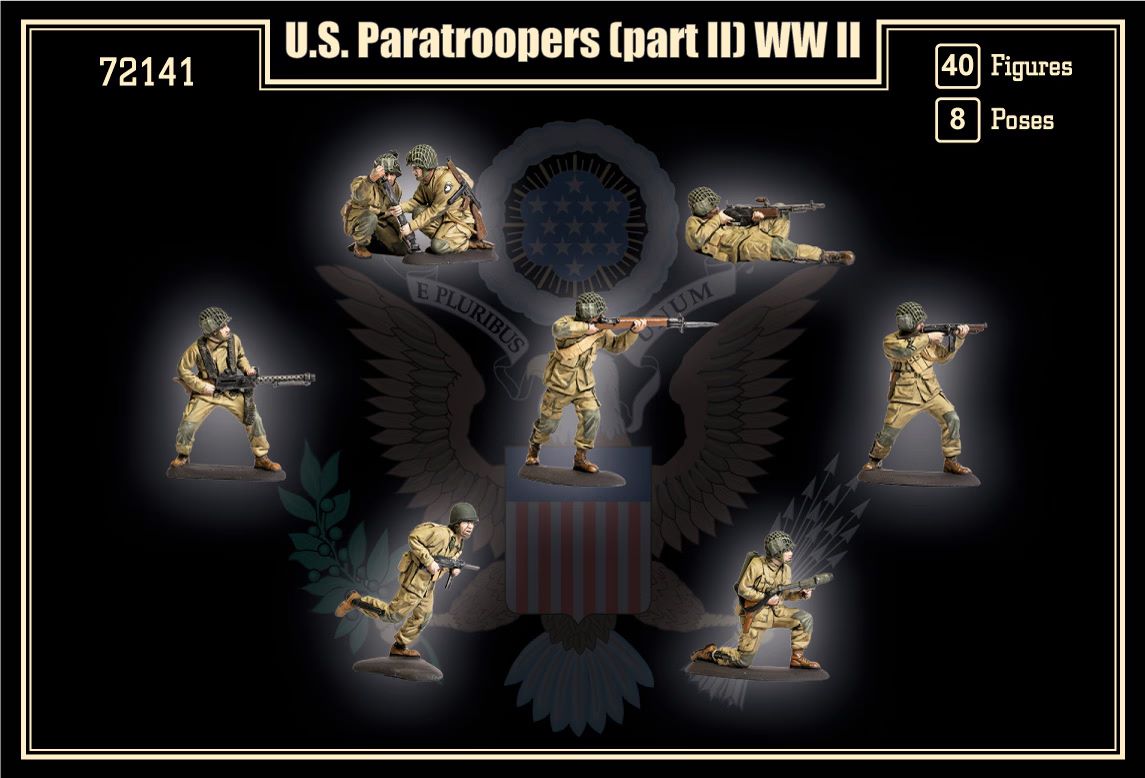MARS 1:72 SET 72141 WWII U.S. PARATROOPERS (PART II) 40 FIGURES (GREEN)