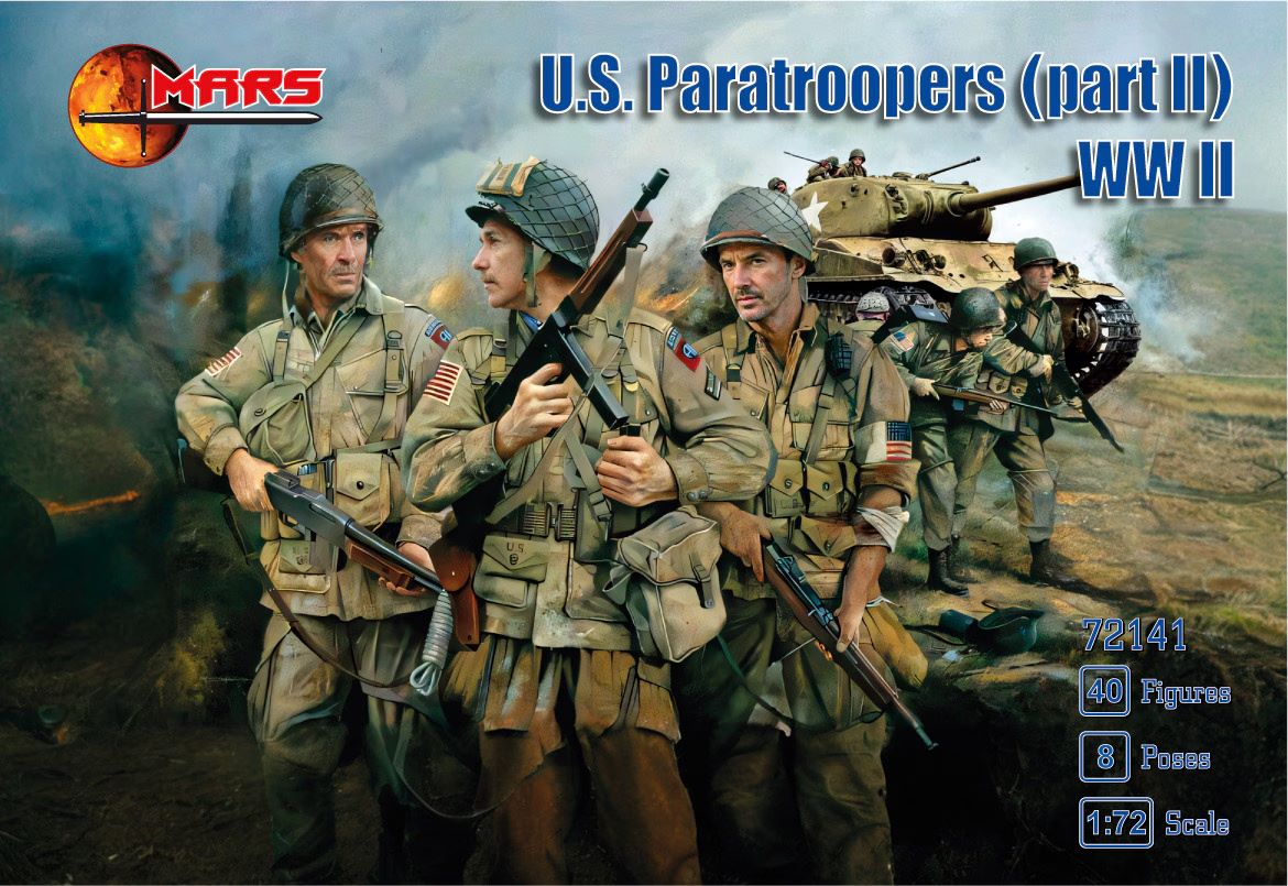 MARS 1:72 SET 72141 WWII U.S. PARATROOPERS (PART II) 40 FIGURES (GREEN)