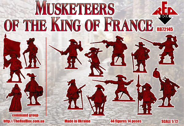 REDBOX 1:72 RB72145 17th CENTURY MUSKETEERS OF THE KING OF FRANCE (44 FIGURES)
