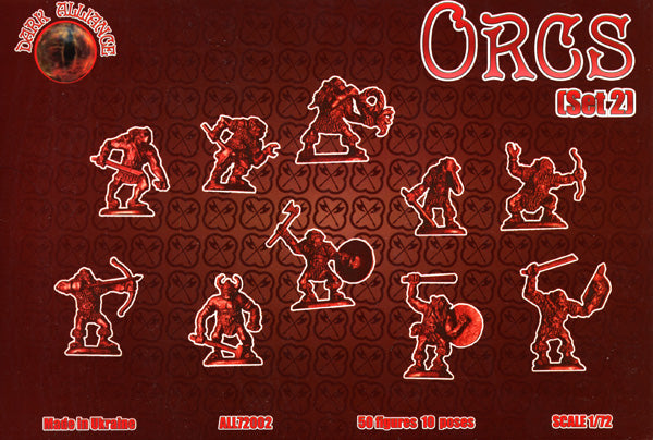 DARK ALLIANCE 1:72 FANTASY SET ALL72002 ORCS SET 2 (GREY) 50 FIGURES