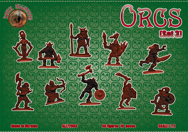 DARK ALLIANCE 1:72 FANTASY SET ALL72003 ORCS SET 3 (RED) 40 FIGURES /10 POSES