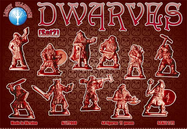 DARK ALLIANCE 1:72 FANTASY SET ALL72008 DWARVES SET 2 (GREY) 44 FIGURES
