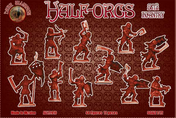 DARK ALLIANCE 1:72 FANTASY SET ALL72016 HALF -ORCS SET 2 INFANTRY 44 FIGURES