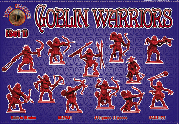 DARK ALLIANCE 1:72 FANTASY SET ALL72041 GOBLIN WARRIORS SET 1 RED 48 FIGURES