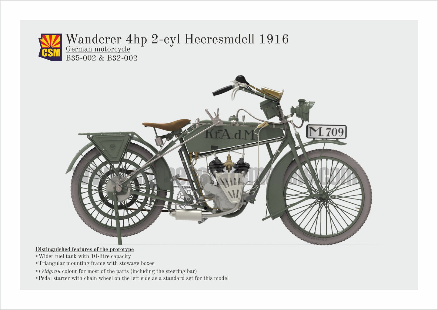 COPPER STATE MODELS CSM B35-001 1:35 WWI GERMAN MOTORCYCLE "THE WANDERER" 1916