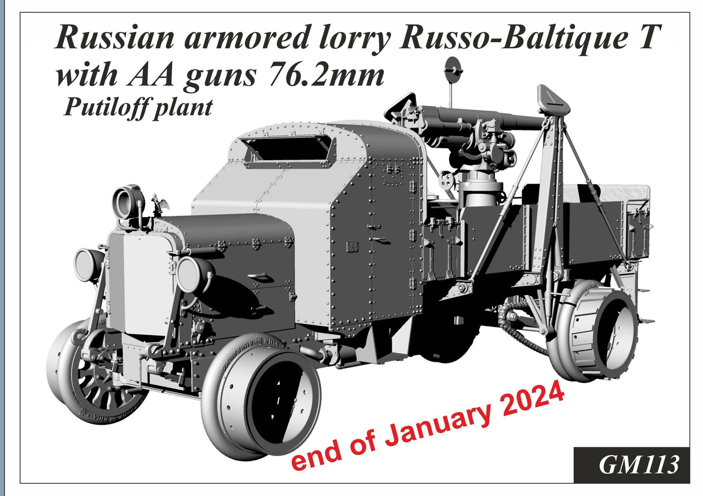 ST. GEORGE MODEL 1:35 WWI GM113 RUSSIAN ARMORED LORRY Russo-Baltique T W/ AA GUN