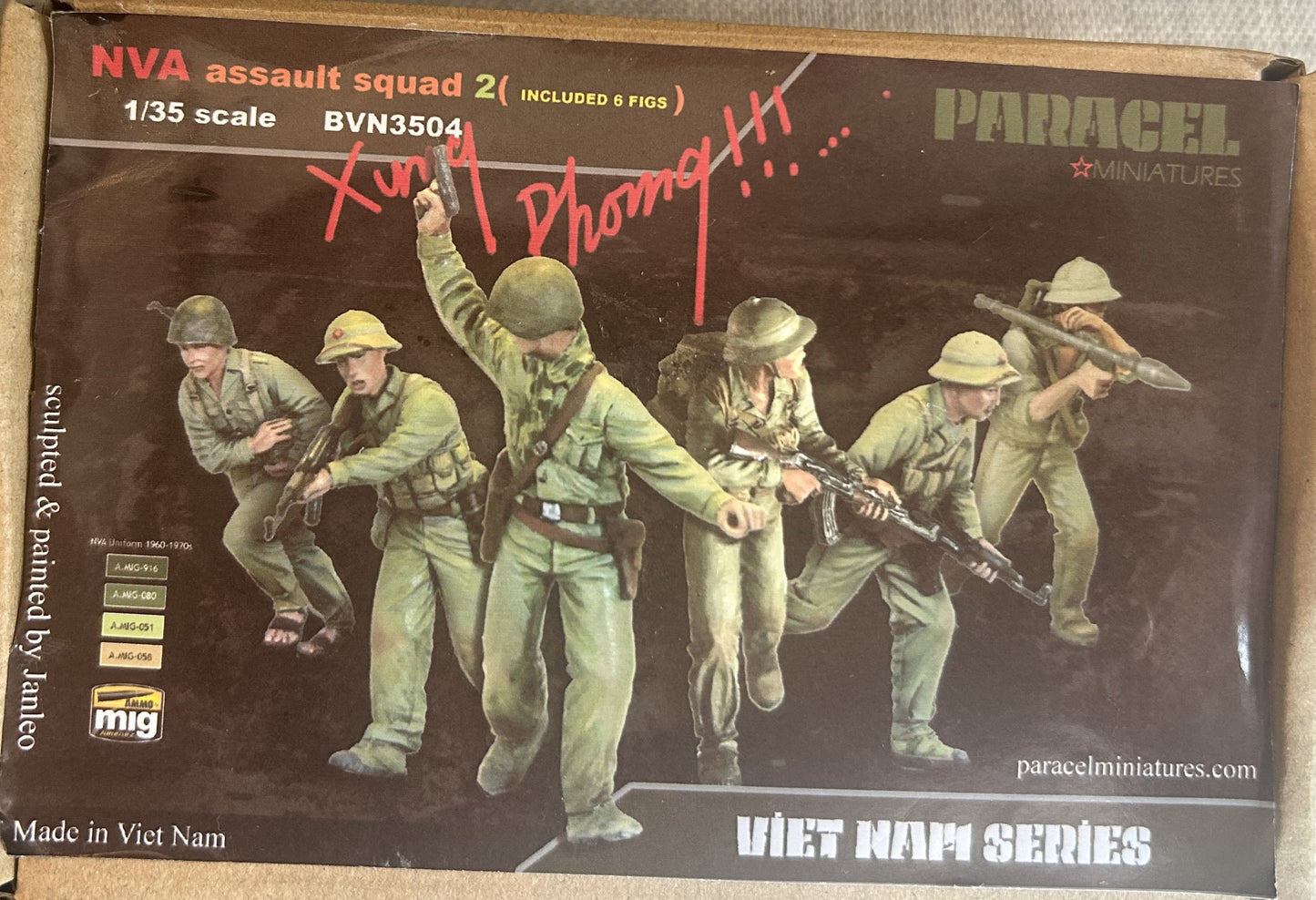 PARACEL MINIATURES 1:35 VIETNAM SERIES BVN3504 NVA ASSAULT SQUAD 2 (6 FIGURES)