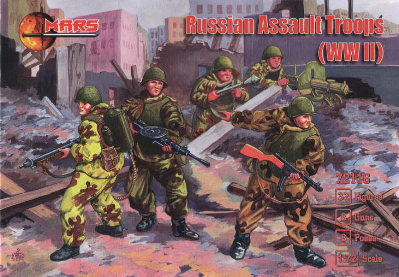 MARS 1:72 SET 72116 WWII RUSSIAN ASSAULT TROOPS - 32 FIGURES (GRAY)