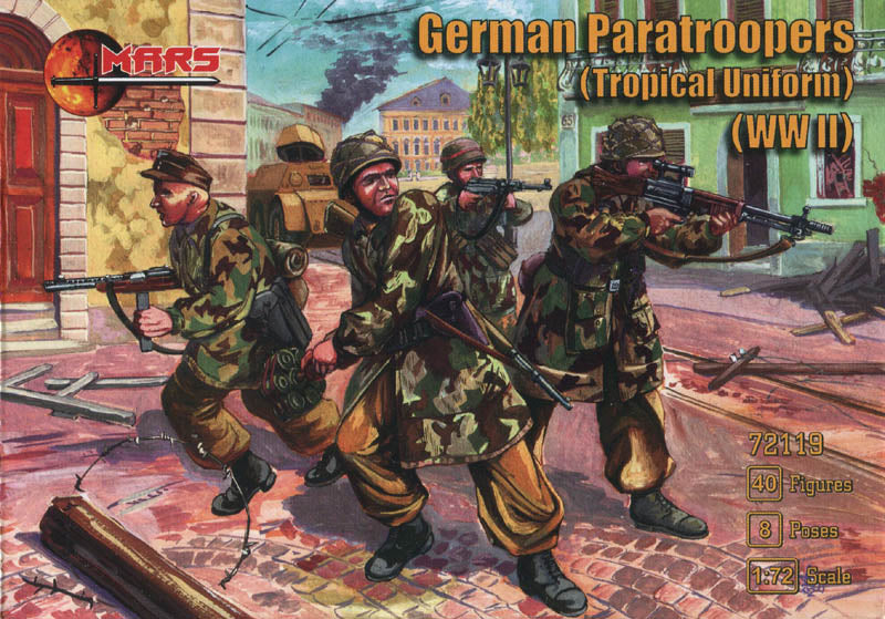MARS 1:72 SET 72119 WWII GERMAN PARATROOPERS TROPICAL UNIFORM (40 FIGURES) GRAY