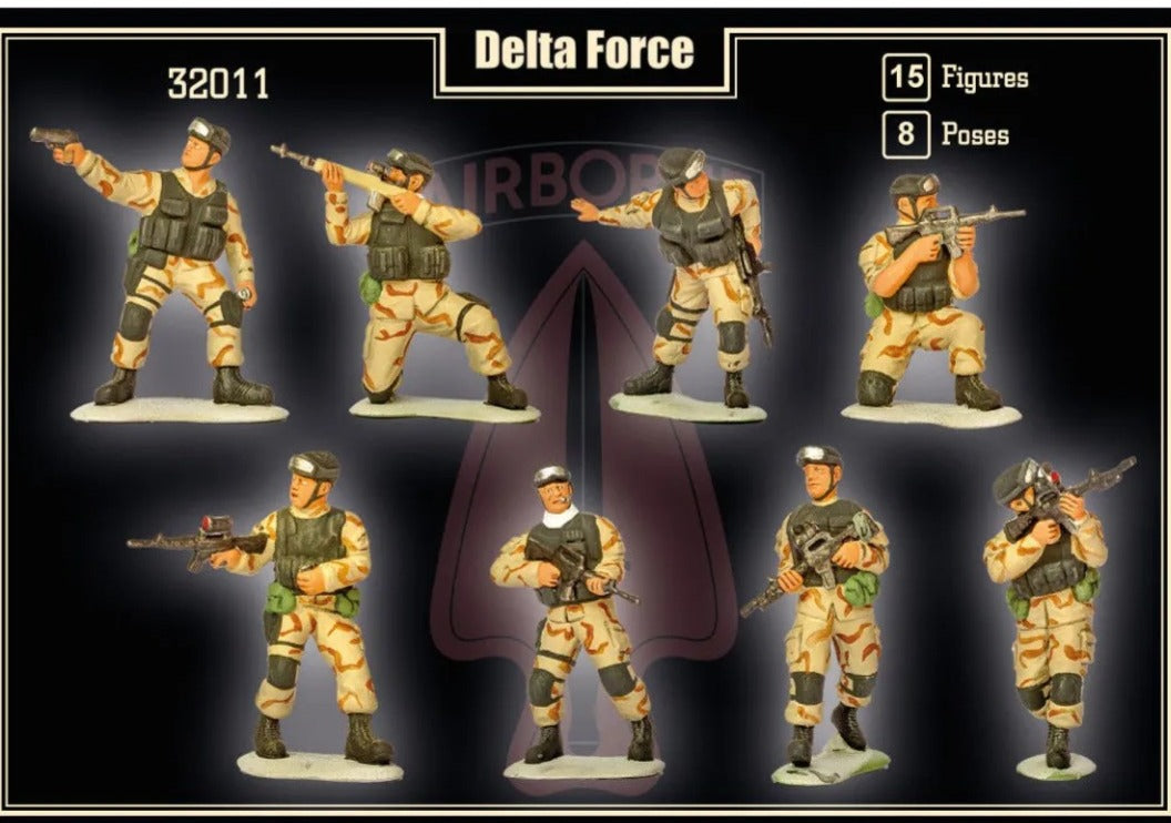 MARS PLASTIC FIGURE SET 32011 US DELTA FORCE SPECIAL OPERATIONS (TAN) 15 FIGURES